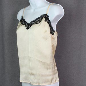 Sunny + 74 camisole v-neck ivory black lace trim